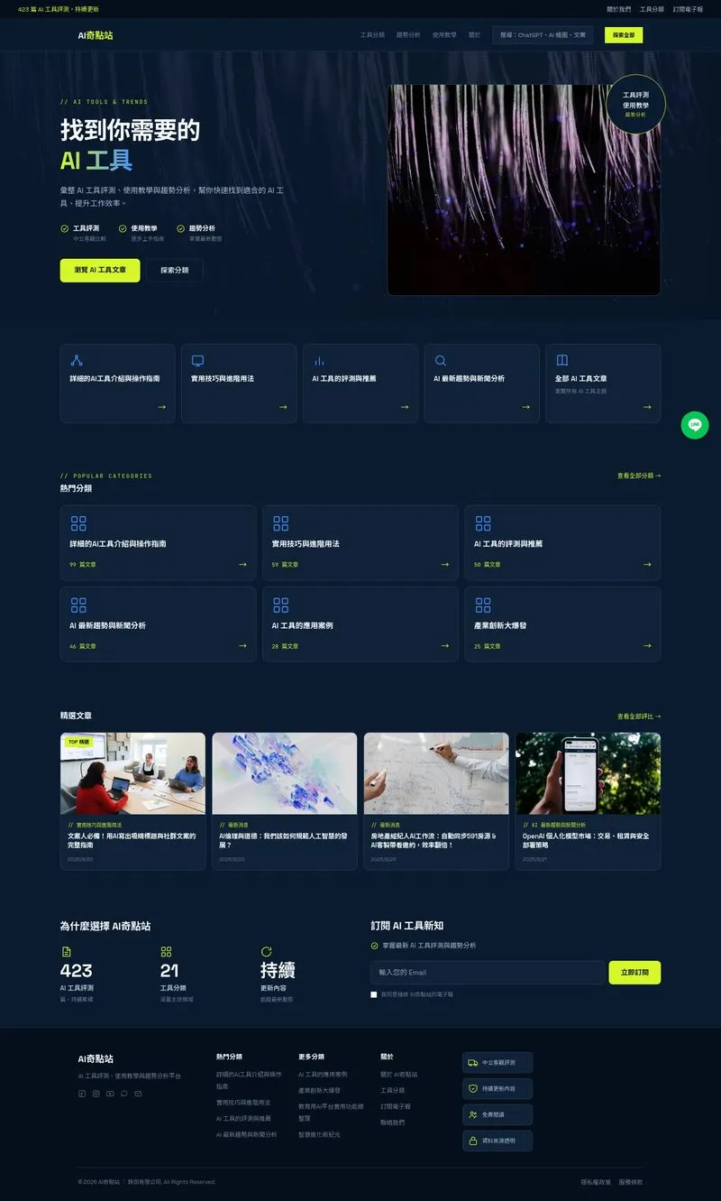 AI 奇點站 網站設計作品截圖